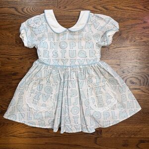 SweetHoney Girls Pastel Blue and White Alphabet Print Dress Size 5Y (5T)